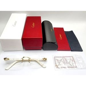 Authentic Cartier Mosaic Gold White Glasses
